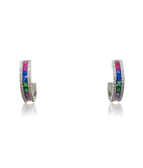 Pendientes de Aro de Plata Multicolor