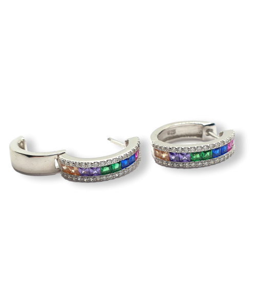 Pendientes de Aro de Plata Multicolor