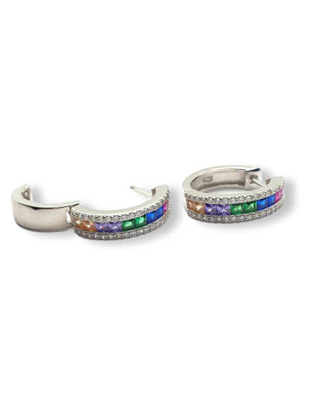 Pendientes de Aro de Plata Multicolor