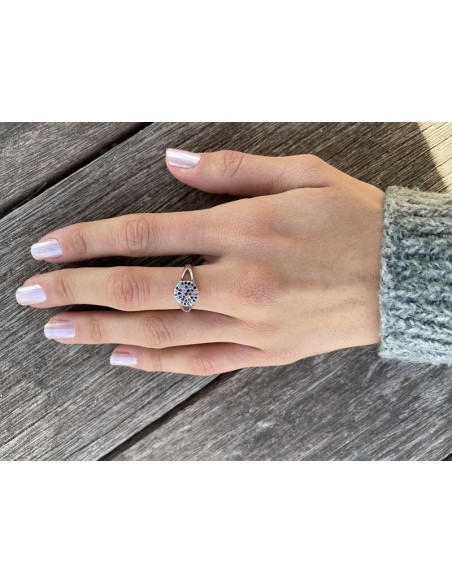 Anillo de Plata con Piedras de Colores