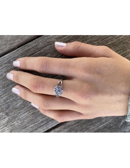 Anillo de Plata con Piedras de Colores