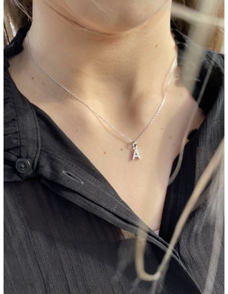 Colgante Inicial Personalizada en Plata con Circonitas