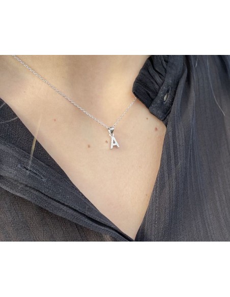 Colgante Inicial Personalizada en Plata con Circonitas