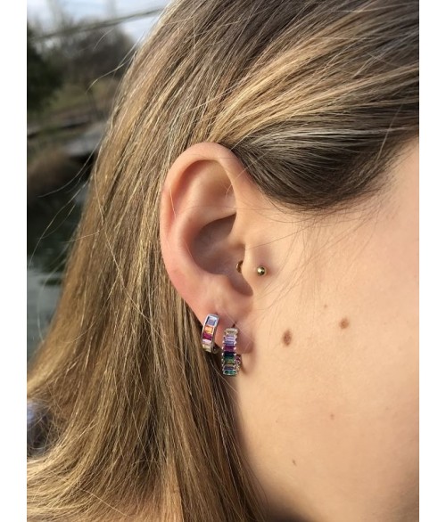 Pendientes Aro con Piedra Multicolor