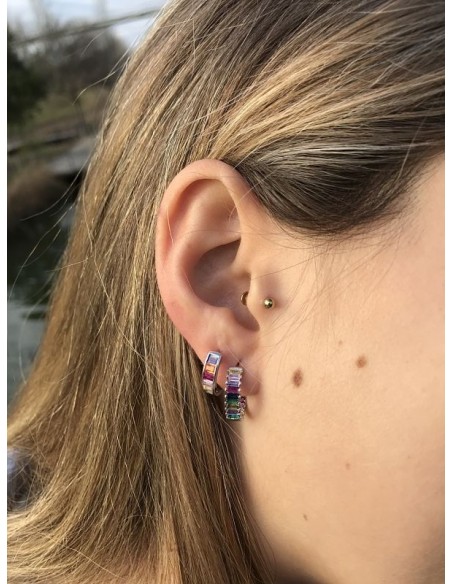 Pendientes Aro con Piedra Multicolor