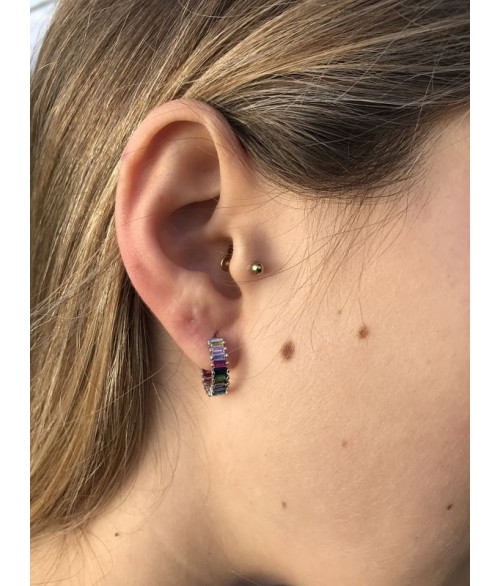 Pendientes Aro con Piedra Multicolor