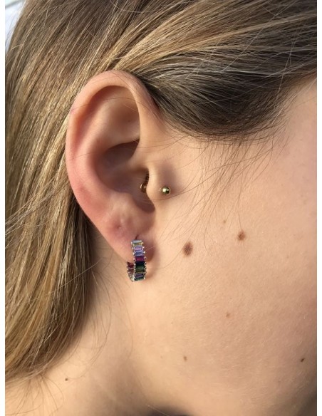 Pendientes Aro con Piedra Multicolor