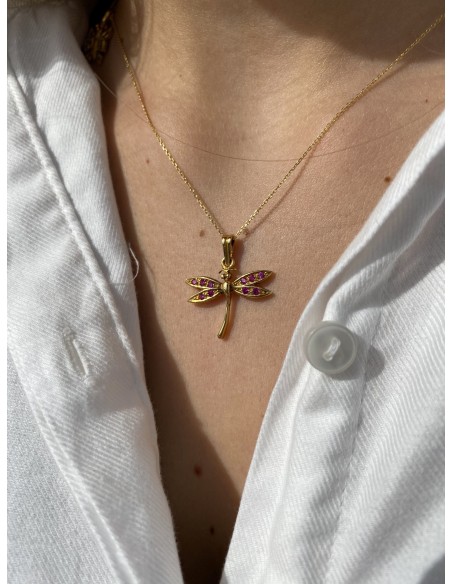 Colgante Libelula Dragonfly en Oro Amarillo 18k