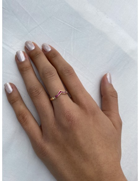 Anillo de Oro 18k con Rubíes Río Rojo