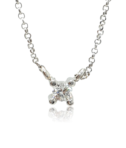 Colgante de Oro Blanco 18k con Diamante