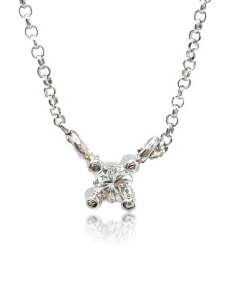 Colgante de Oro Blanco 18k con Diamante