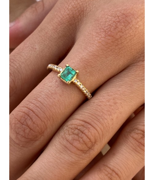 Anillo Esmeralda de Oro Amarillo 18k...