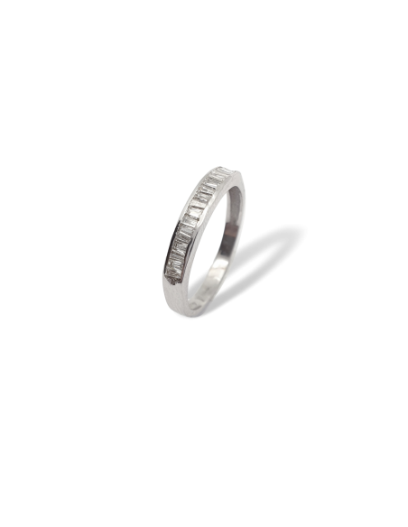 Anillo de Oro Blanco 18k con Diamantes Trapecios