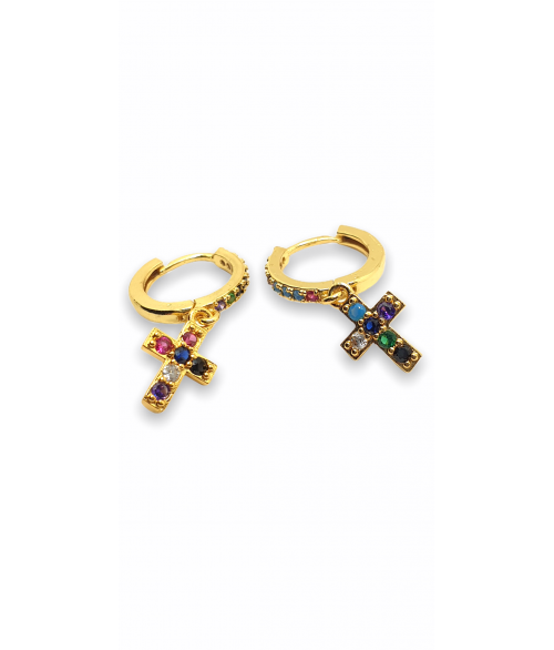 Pendientes Cruz Aro con Colgante