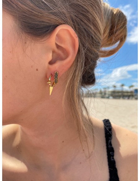 Pendientes Pinchos Aro en Acero Inox.