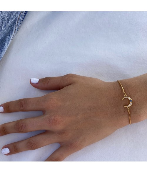 Pulsera Ajustable Luna con Piedras