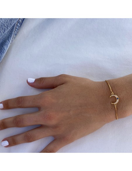 Pulsera Ajustable Luna con Piedras