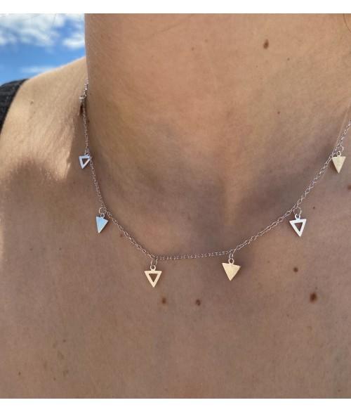 Collar de Plata Triángulos