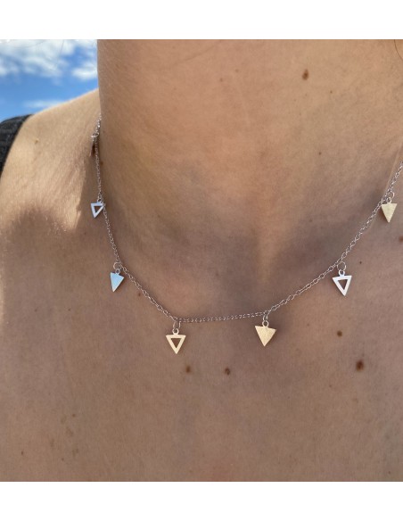 Collar de Plata Triángulos
