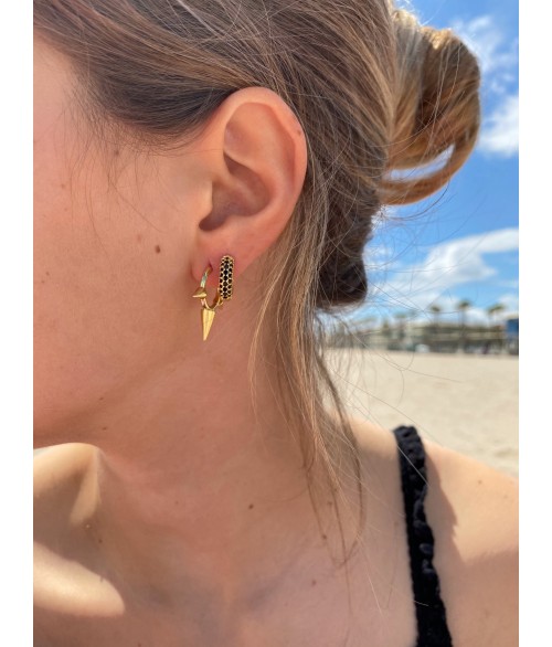 Pendientes de Aro con Piedras Negras...