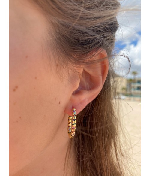 Pendientes de Aro Trenza con Circonitas