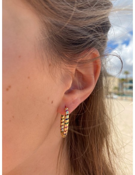 Pendientes de Aro Trenza con Circonitas