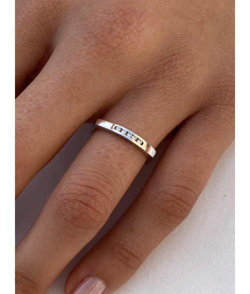 Anillo de Oro Blanco 18k con Linea de...
