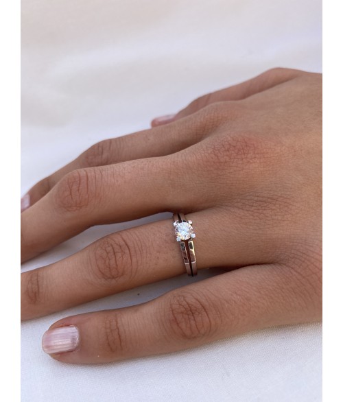 Anillo Solitario con Diamante Dos...