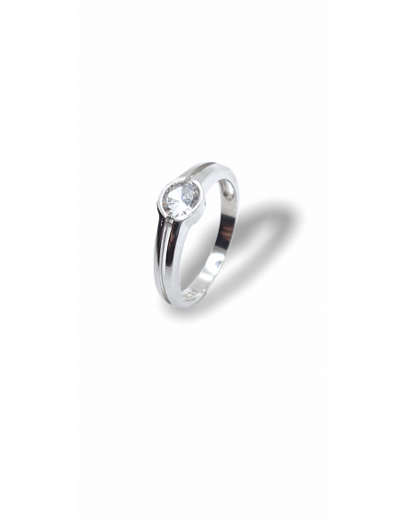 Anillo de Plata 1ª Ley con Circonita Grande