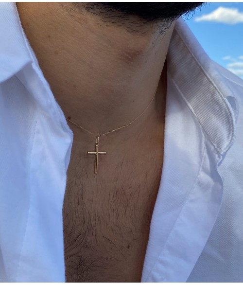 Cruz de Oro 18k Tubo