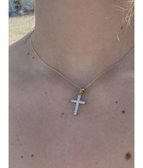 Cruz de Oro 18k con Circonitas