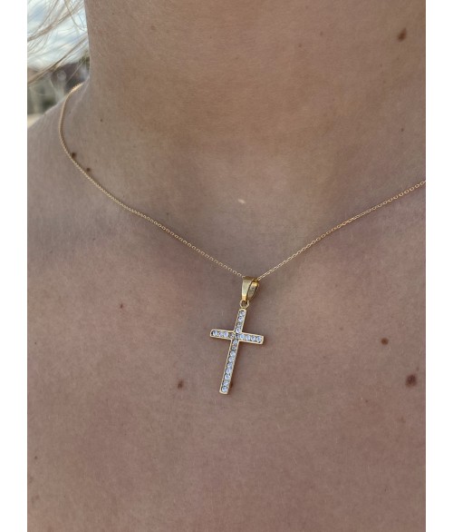 Cruz de Oro 18k con Circonitas