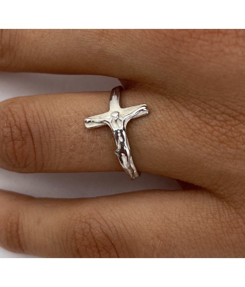 Anillo Cristo en Plata 1ª Ley