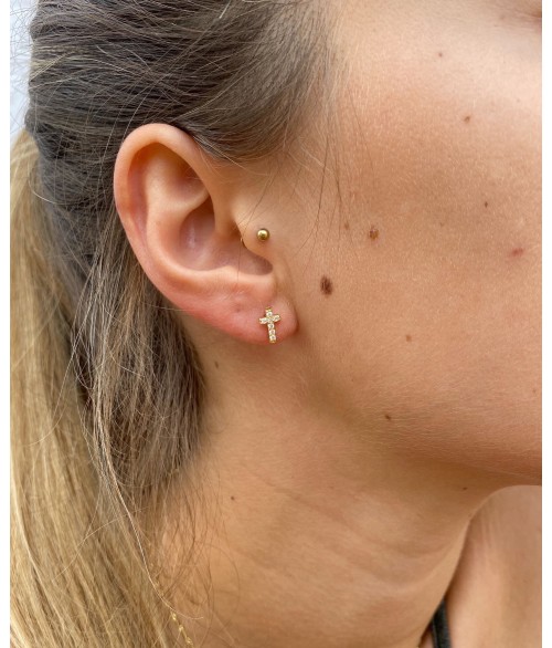 Pendientes Cruz Mini de Acero