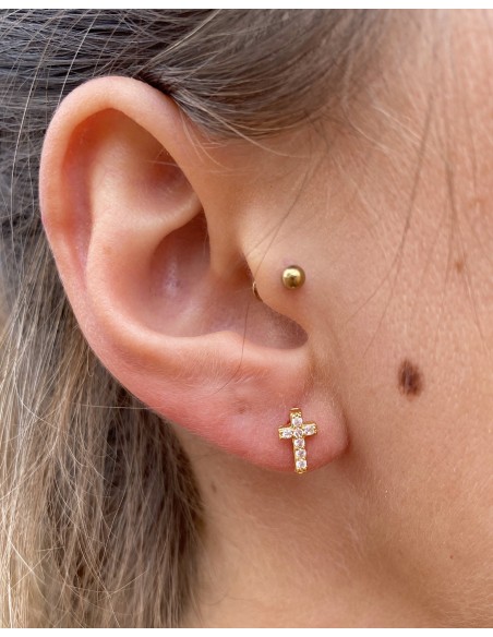 Pendientes Cruz Mini de Acero