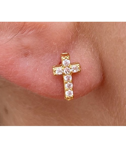 Pendientes Cruz Mini de Acero