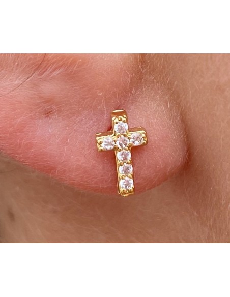 Pendientes Cruz Mini de Acero