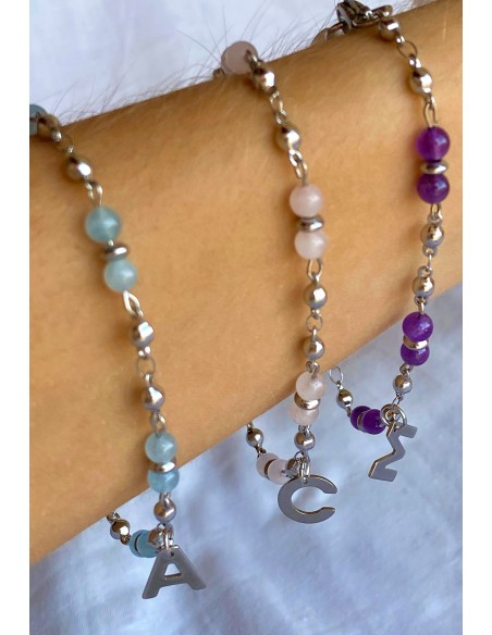 Pulsera Piedra Aguamarina Personalizada