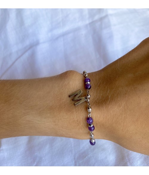 Pulsera Piedra Amatista Personalizada