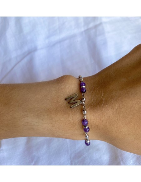 Pulsera Piedra Amatista Personalizada