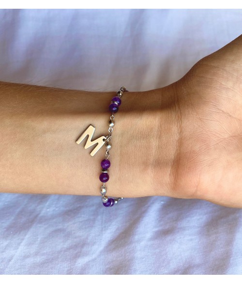 Pulsera Piedra Amatista Personalizada