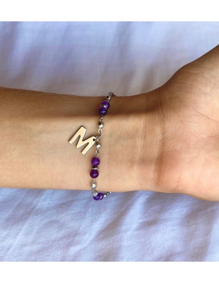 Pulsera Piedra Amatista Personalizada