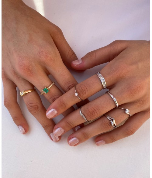 Anillo de Oro Blanco 18k con Diamante...