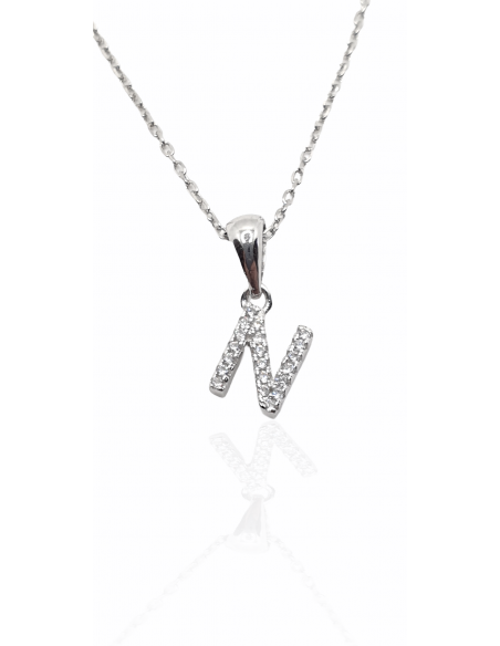 Colgante Inicial Personalizada en Plata con Circonitas