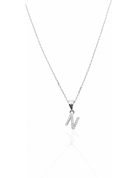 Colgante Inicial Personalizada en Plata con Circonitas
