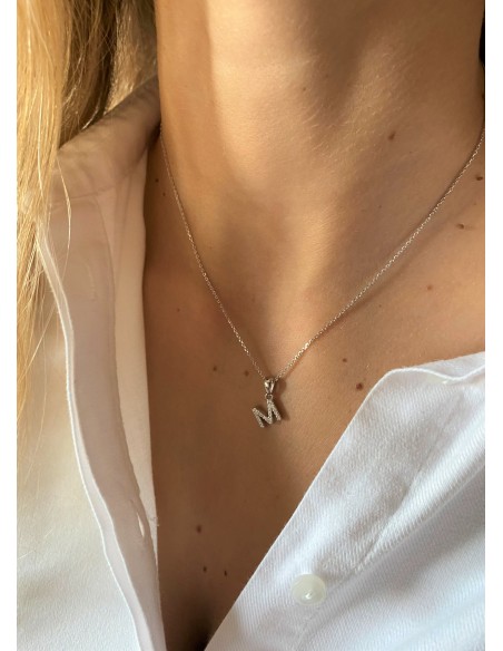 Colgante Inicial Personalizada en Plata con Circonitas