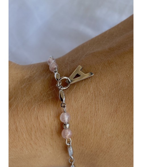PULSERA CUARZO ROSA PERSONALIZADA