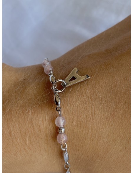 PULSERA CUARZO ROSA PERSONALIZADA