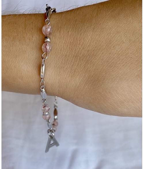 PULSERA CUARZO ROSA PERSONALIZADA