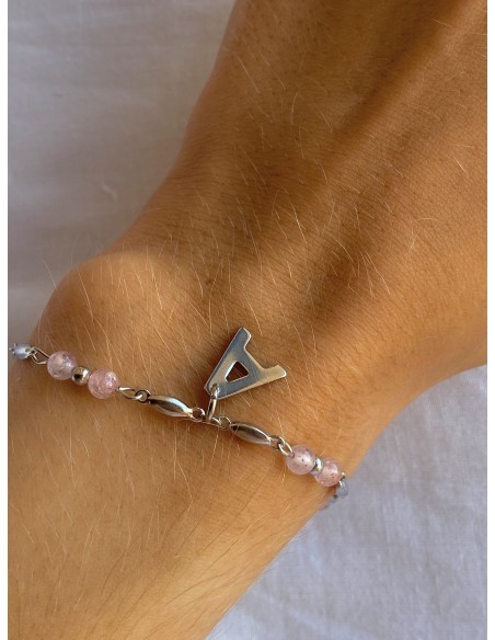 PULSERA CUARZO ROSA PERSONALIZADA